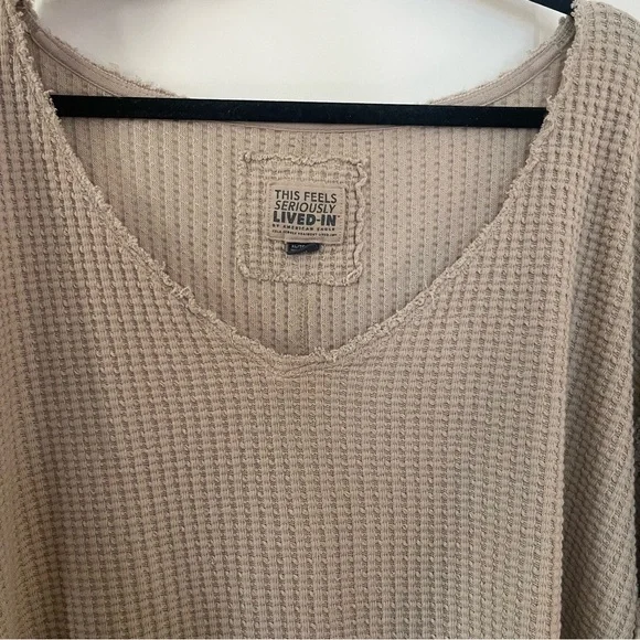 American Eagle AE Oversized Waffle V Neck Pullover XL - Picture 2 of 8